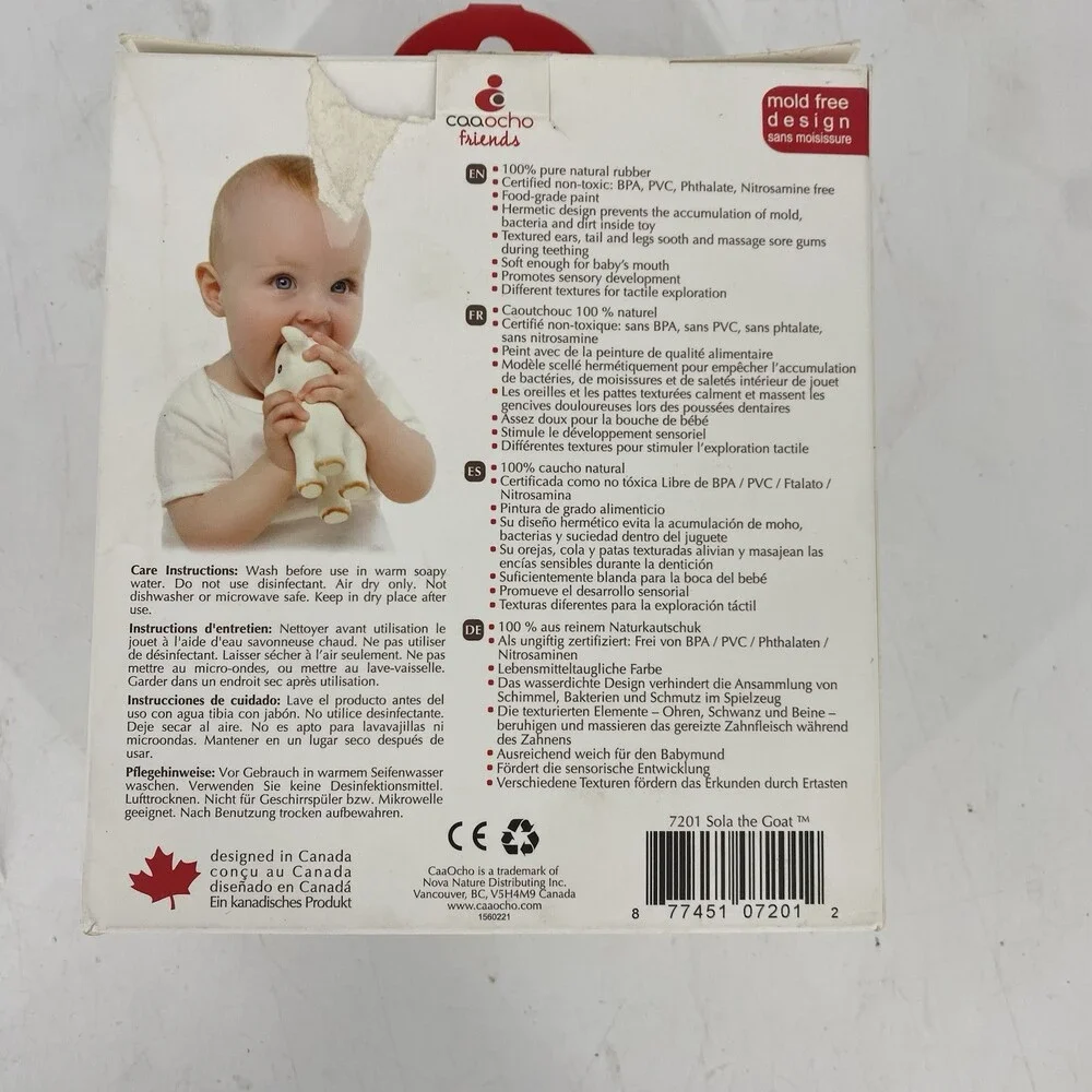 Sola the Goat Natural Rubber Teething Toy Baby Teether BPA Free Sensory Toy